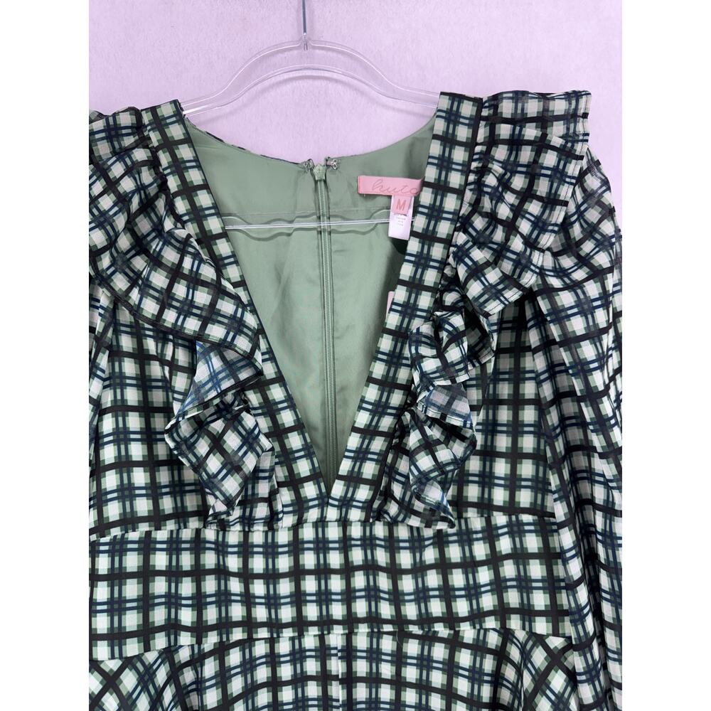 Anthropologie butch plaid green jumper dress pockets lined chic versatile M - Picture 7 of 10